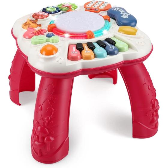 BACCOW Baby Toys 6 to 12-18 Months, Musical Activity Table for 1 Year Old Boys Girls Gifts, Toddler Infant Toys, Length 11.8 Inches Width 11.8 Inches Height 12.2 Inches