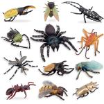 Toymany 12PCS Realistic Insects Figures Toys - Plastic Bugs Figurines Set with Cicada Cricket Scarab Bee Ant Spider - Halloween Party Favor School Project Christmas Birthday Gift for Kids Toddlers