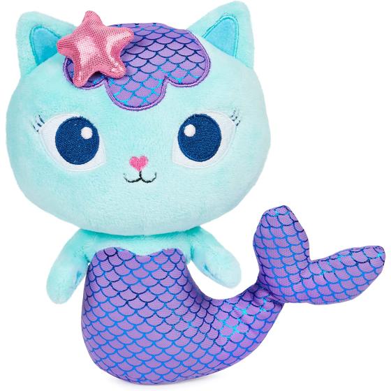 Gabby's Dollhouse, 8-inch Mercat Purr-ific Plush Toy, Kids Toys for Ages 3 and up