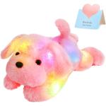 WEWILL 18'' Light up Pink Puppy Dog LED Stuffed Animal with Colorful Night Light Glow Soft Plush Toy Gifts for Kids on Christmas Birthday