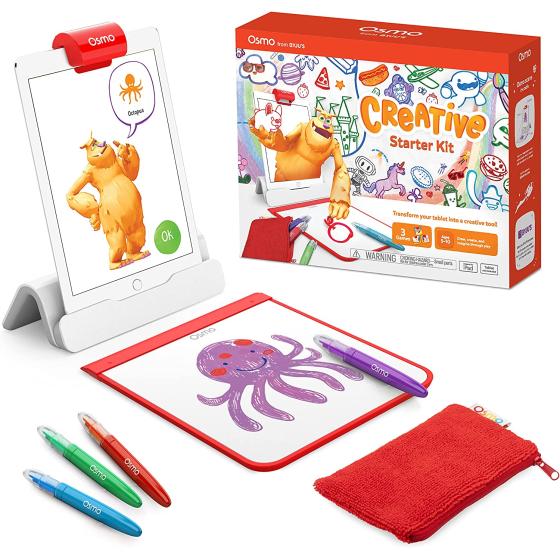 Osmo - Creative Starter Kit for iPad - Valentine Toy/Gift - 3 Educational Learning Games-Drawing, Word Problems & Early Physics - STEM Gifts for Kids, Boy & Girl-Ages 5 6 7 8 9 10 (Osmo Base Included)