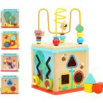 TOP BRIGHT Activity Cube Toys for 1 Year Old Boy Girl, Montessori Wooden Toys for Toddlers, One Year Old First Birthday Gift, Baby Toy for 12-18 Months with Bead Maze Shape Sorter
