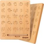 Coogam Wooden Letters Practicing Board, Double-Sided Alphabet Tracing Tool Learning to Write ABC Educational Toy Game Fine Motor Montessori Gift for Preschool 3 4 5 Years Old Kids