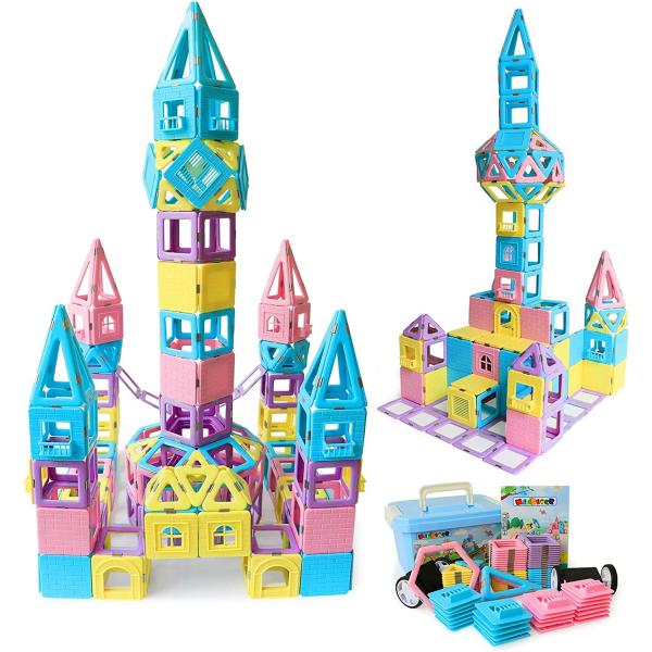 MAGBLOCK Magnetic Building Blocks STEM Educational Toys Tiles Set for Boys & Girls Magnet Stacking Block Sets for Kid's Basic Skills Learning & Development Toys-Great Gifts 103PCS