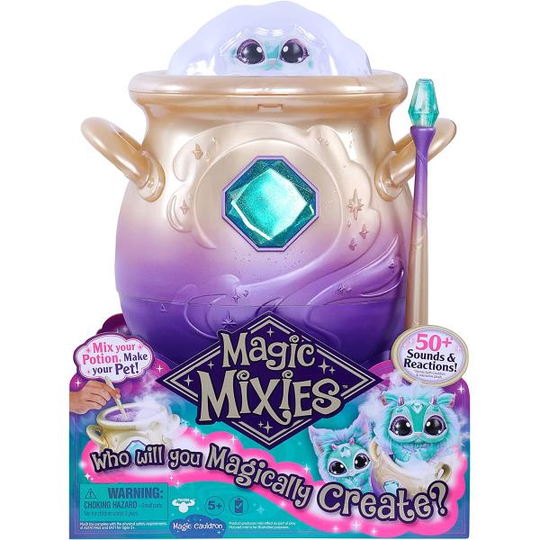 Magic Mixies Magical Misting Cauldron with Interactive 8 inch Blue Plush Toy and 50+ Sounds and Reactions, Multicolor