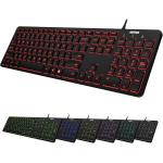 Arteck USB Wired Keyboard Universal Backlit 7-Colors & Adjustable Brightness Full Size Keyboard with 4 Feet Wire, Numeric Keypad and Media Hotkey for Computer Desktop PC Laptop and Windows 11 10 8 7