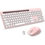 LeadsaiL Wireless Keyboard and Mouse, Wireless Mouse and Keyboard Combo,Cordless USB Computer Keyboard and Mouse Set, Ergonomic, Silent, Slim Full-Sized for Windows Laptop/Apple/iMac/Desktop/PC-Pink
