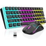 RedThunder 60% Wireless Gaming Keyboard and Mouse Combo, RGB Backlit Rechargeable Battery Mechanical Feel Keyboard with Pudding Keycaps + Lightweight 3200 DPI Honeycomb Optical Mouse (Black)