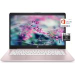 2021 Newest HP 14 inch HD Laptop Computer, Intel Celeron N4000 up to 2.6 GHz, 4GB DDR4, 64GB eMMC Storage, WiFi , Webcam, HDMI, Bluetooth, 1 Year Microsoft 365,Windows 10 S, Rose Pink + Hubxcel Cables