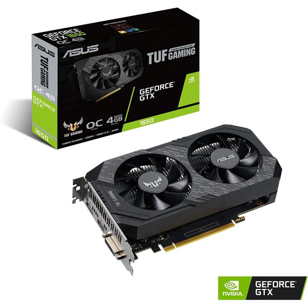ASUS TUF Gaming NVIDIA GeForce GTX 1650 OC Edition Graphics Card (PCIe 3.0, 4GB GDDR6 Memory, HDMI, DisplayPort, DVI-D, 1x 6-pin Power Connector, IP5X Dust Resistance, Space-Grade Lubricant)