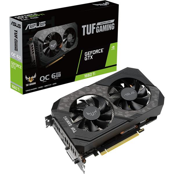 ASUS TUF Gaming NVIDIA GeForce GTX 1660 Ti EVO OC Edition Graphics Card (PCIe 3.0, 6GB GDDR6, HDMI 2.0b, DisplayPort 1.4, Space-Grade Lubricant, Compact Design, GPU Tweak II)