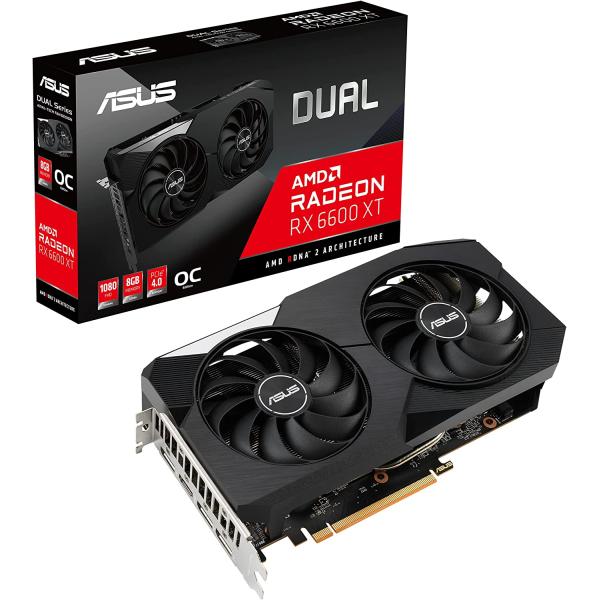 ASUS Dual AMD Radeon RX 6600 XT OC Edition 8GB GDDR6 Gaming Graphics Card (AMD RDNA 2, PCIe 4.0, 8GB GDDR6 Memory, HDMI 2.1, DisplayPort 1.4a, Axial-tech Fan Design, 0dB Technology)