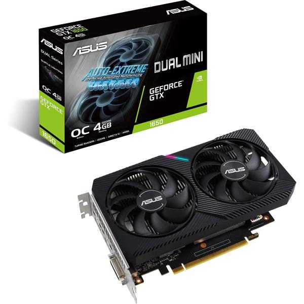 ASUS Dual NVIDIA GeForce GTX 1650 Mini OC Edition Gaming CSM Graphics Card (PCIe 3.0, 4GB GDDR6 Memory, HDMI, DisplayPort, DVI-D, for Intel NUC 9 Extreme Kit, Intel NUC 9 Pro Kit, and Small Chassis)