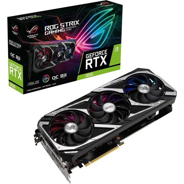 ASUS ROG Strix NVIDIA GeForce RTX 3050 OC Edition Gaming Graphics Card - PCIe 4.0, 8GB GDDR6, HDMI 2.1, DisplayPort 1.4a, Axial-tech Fan Design, 2.7-Slot, Super Alloy Power II, GPU Tweak II