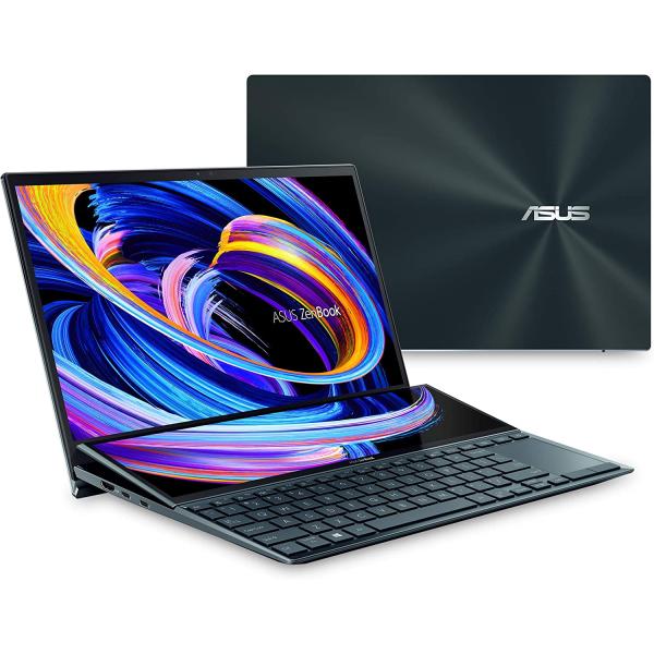 ASUS ZenBook Duo 14 UX482 14” FHD NanoEdge Touch Display, Core i7-1195G7, GeForce MX450, 16GB RAM, 1TB SSD, ScreenPad Plus, Windows 11 Pro, WiFi 6E Celestial Blue, UX482EGR-XB74T