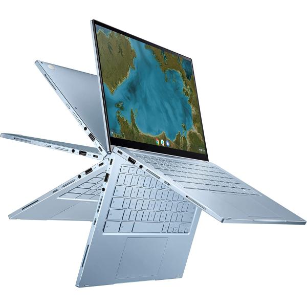 ASUS Chromebook Flip C433 2 in 1 Laptop, 14" Touchscreen FHD NanoEdge Display, Intel Core m3-8100Y Processor, 8GB RAM, 64GB eMMC Storage, Backlit Keyboard, Silver, Chrome OS, C433TA-AS384T