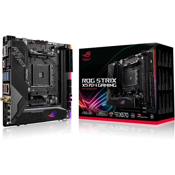 ASUS ROG Strix X570-I Gaming, X570 Mini-ITX Gaming Motherboard, AMD Ryzen 3000 with PCIe 4.0, WiFi 6 (802.11ax), Intel Gigabit Ethernet, SATA 6Gb/s
