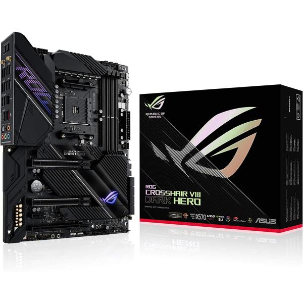 ASUS ROG Crosshair VIII Dark Hero AMD AM4 X570S Zen 3 Ryzen 5000 & 3rd Gen Ryzen ATX Gaming Motherboard (PCIe 4.0, 14+2 Ti Power Stages, PCH Heatsink, Wi-Fi 6, 2.5 Gbps LAN, USB 3.2 Gen 2 Type-C