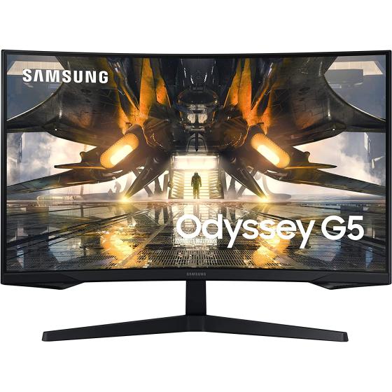 SAMSUNG 32" Odyssey G55A QHD 165Hz 1ms FreeSync Curved Gaming Monitor with HDR 10, Futuristic Design for Any Desktop (LS32AG550ENXZA)