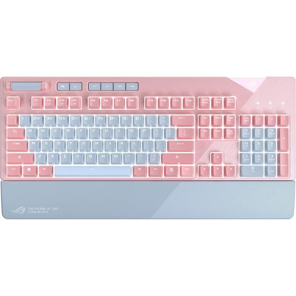 ASUS ROG Strix Flare Pnk (Cherry MX Red) Limited Edition Mechanical Gaming Keyboard with Switches, Aura Sync RGB Lighting, Customizable Badge, USB Pass Through and Media CONTROLS