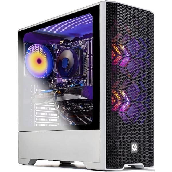 Skytech Blaze 3.0 Gaming PC Desktop – Intel i5-10400F, RX 6600XT, 1TB NVME, 16G DDR4 3200, AC Wi-Fi, Windows 10 Home 64-bit, White