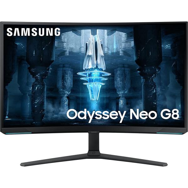 SAMSUNG 32" Odyssey Neo G8 4K UHD 240Hz 1ms G-Sync 1000R Curved Gaming Monitor, Quantum HDR2000, AMD FreeSync Premium Pro, Matte Display, Ultrawide Game View, DisplayPort, HDMI, Black & White, 2022