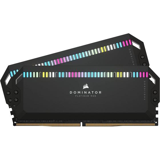 Corsair Dominator Platinum RGB DDR5 32GB (2x16GB) 5200MHz C40 Intel Optimized Desktop Memory (Onboard Voltage Regulation, Patented CORSAIR DHX Cooling, 12 Ultra-Bright CAPELLIX RGB LEDs) Black