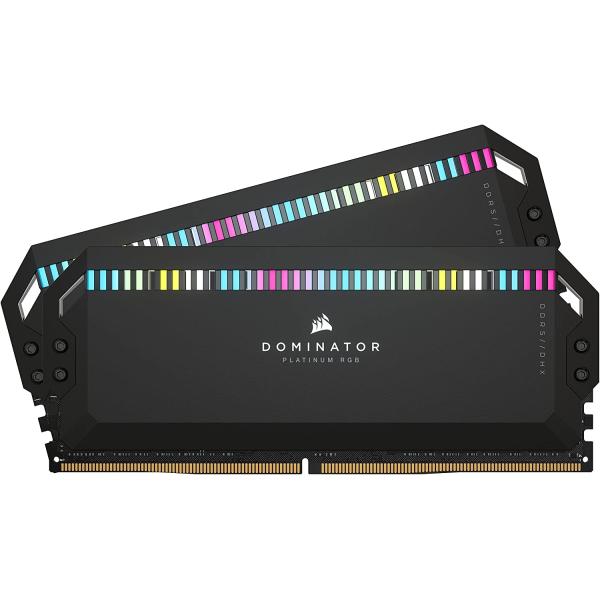 Corsair Dominator Platinum RGB DDR5 32GB (2x16GB) 5200MHz C40 Intel Optimized Desktop Memory (Onboard Voltage Regulation, Patented CORSAIR DHX Cooling, 12 Ultra-Bright CAPELLIX RGB LEDs) Black