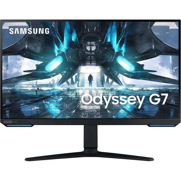SAMSUNG 28" Odyssey G70A Gaming Computer Monitor, 4K UHD LED Display, HDR 400, 144Hz, G-Sync and FreeSync Premium Support, Front Light Panels, LS28AG700NNXZA, Black