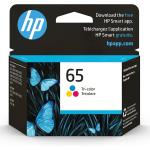 HP 65 Tri-color Ink Cartridge | Works with HP AMP 100 Series, HP DeskJet 2600, 3700 Series, HP ENVY 5000 Series | Eligible for Instant Ink | N9K01AN