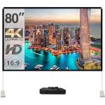 Projector Screen with Stand 80 inch Portable Projection Screen 16:9 4K HD Projections Movies Screen with Carry Bag for Indoor Outdoor Home Theater Backyard Cinema Travel