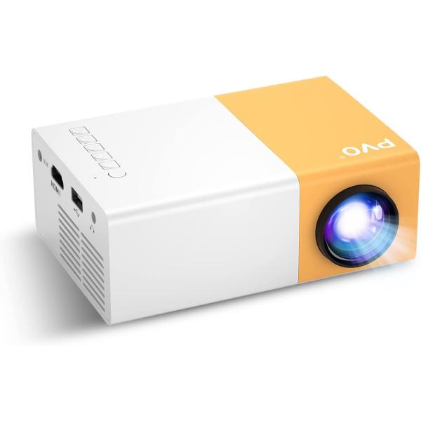 Mini Projector, PVO Portable Projector for Cartoon, Kids Gift, Outdoor Movie Projector, LED Pico Video Projector for Home Theater Movie Projector with HDMI USB Interfaces and Remote Control