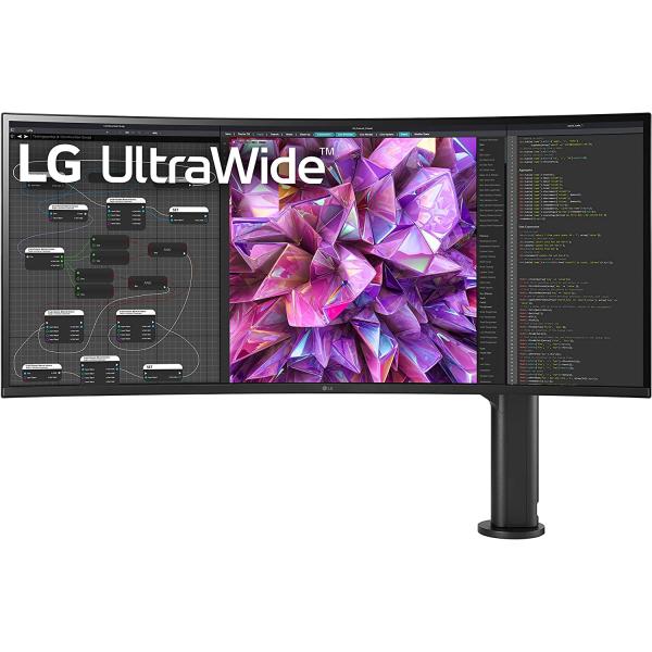 LG 38WQ88C-W 38 Inch Curved 21:9 UltraWide QHD+ (3840 x 1600) IPS Monitor, DCI-P3 95% Color Gamut, HDR10, USB Type-C, AMD FreeSync, Built in Speakers, Ergo Stand (Extend/Retract/Swivel/Height/Tilt)