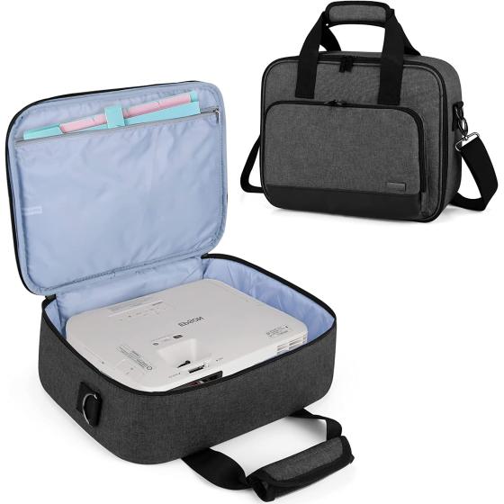 Luxja Projector Case, Projector Bag with Accessories Storage Pockets (Compatible with Most Major Projectors), Medium(13.75 x 10.5 x 4.5 Inches), Black