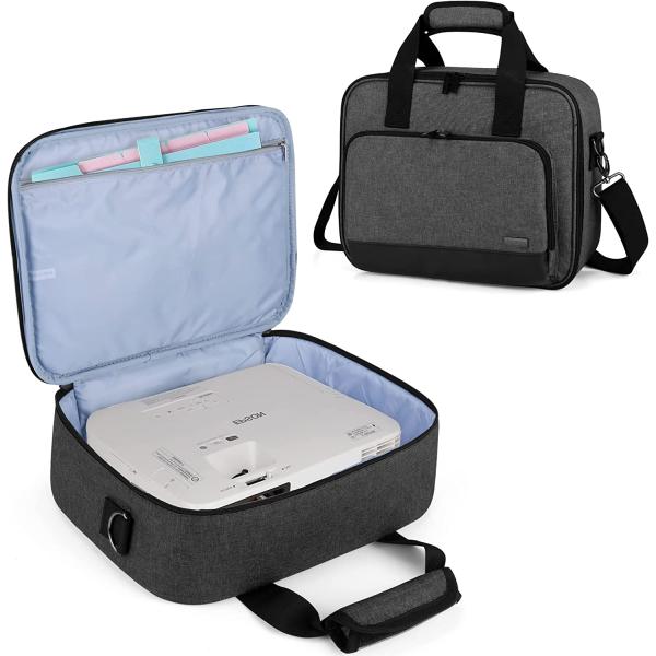 Luxja Projector Case, Projector Bag with Accessories Storage Pockets (Compatible with Most Major Projectors), Medium(13.75 x 10.5 x 4.5 Inches), Black