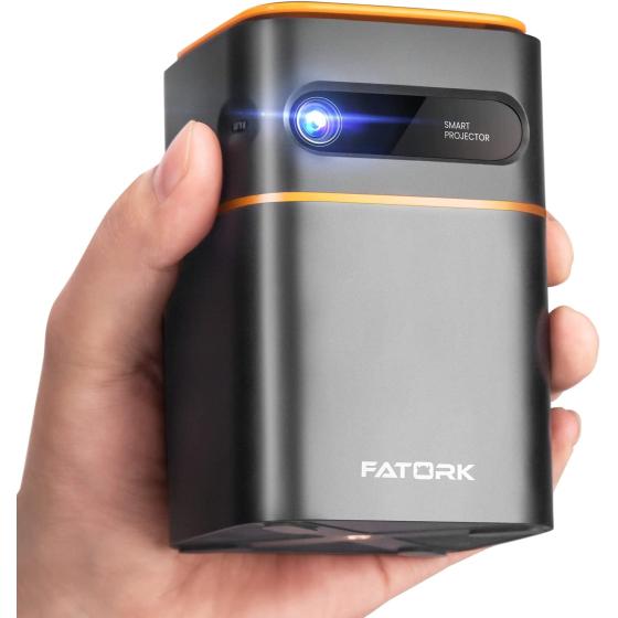 FATORK Mini Projector, 5G WiFi DLP Smart Portable Movie Projectors, Pocket Monster Outdoor Projector for Phone 1080P HD Support Wireless Video Travel Short Throw, Compatible with iOS/Android/HDMI/USB
