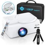 Full HD Bluetooth Projector Built in DVD Player, 8500LM 1080P Supported, Portable Mini DVD Projector for Outdoor Movies, 250" Home Theater, Compatible with iOS/Android/TV Stick/PS4/HDMI/USB/TF Card