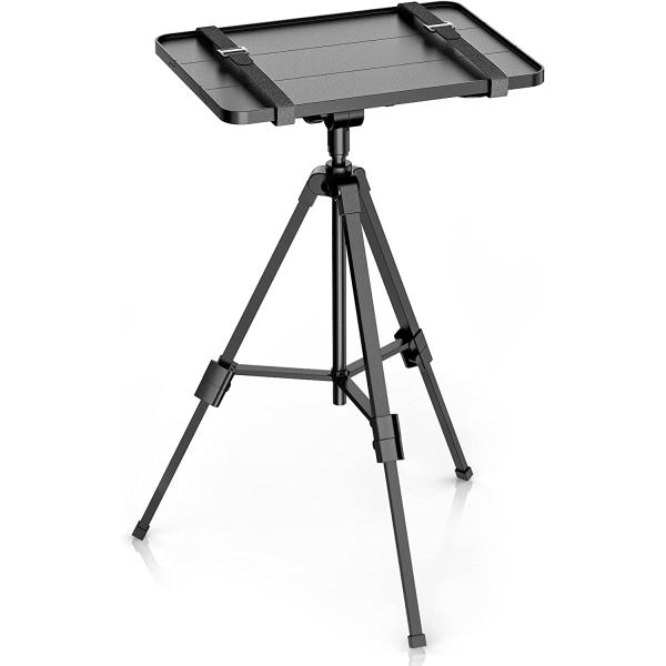 WALI Projector Tripod Stand, Portable Holder Mount for Universal Projector, Laptop, DJ Equipment with Adjustable Height 18 to 35 Inch, Perfect for Office, Home, Stage or Studio Use (PRS001), Black