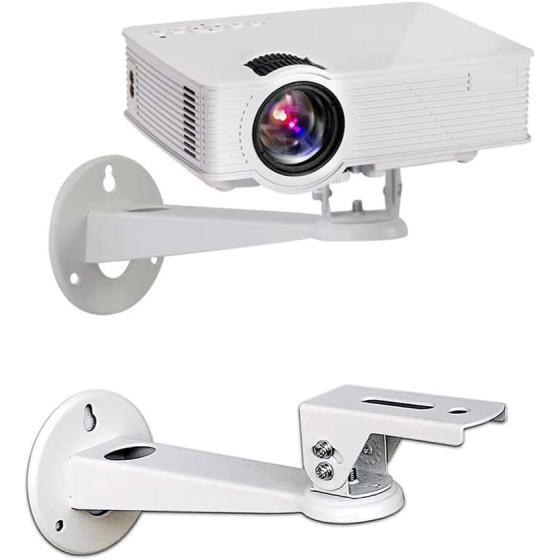 Drsn Mini Projector Wall Mount/Projector Hanger/CCTV Security Camera Housing Mounting Bracket(White) - for CCTV/Camera/Projector/Webcam - with Load 11 lbs Length 7.8 inch - Rotation 360° (White)