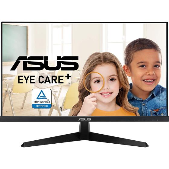ASUS VY249HE 23.8” Eye Care Monitor, 1080P Full HD, 75Hz, IPS, Adaptive-Sync/Sync, Eye Care Plus, Color Augmentation, Rest Reminder, HDMI VGA, Frameless, VESA Wall Mountable, BLACK