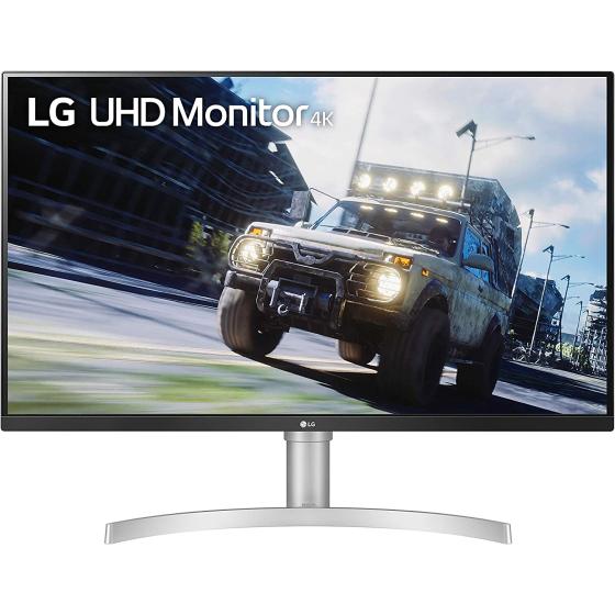 LG 32UN550-W Monitor 32" UHD (3840 x 2160) Display, DCI-P3 90% Color Gamut, HDR 10, AMD FreeSync, Borderless Design, Tilt/Height Adjustable Stand - Silver