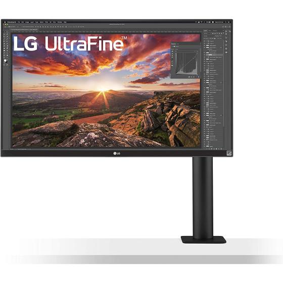 LG 27UN880-B Ultrafine Monitor 27” UHD (3840 x 2160) IPS Display, sRGB 99% Color Gamut, VESA DisplayHDR 400, USB Type-C, Ergo Stand - Black