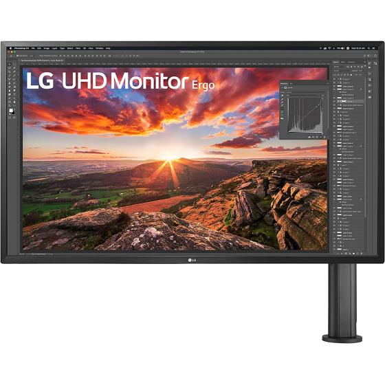 LG 32UK580-B 32" UHD 4K VA Monitor with Ergo Stand and DCI-P3 95% (Typ.) Color Gamut, HDR10 Compatibility and 5W (x 2) Built-in Speakers – Black