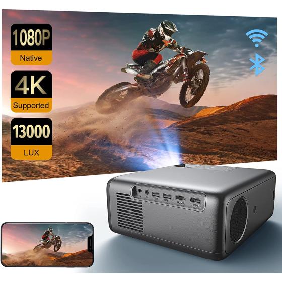 Native 1080P 550ANSI 15000L 5G WiFi and Bluetooth 5.0 Projector Raydem Video Outdoor Movie LED Projector Supports 4K, HD, Compatible with TV Stick,Phone to Enjoy Home Theater