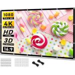 Projector Screen 120 inch, Taotique Movie Projector Screen 16:9 Foldable and Portable Anti-Crease Indoor Outdoor Projection Double Sided Video Projector Screen for Home, Party, Office, Classroom