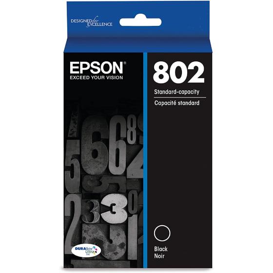 EPSON T802 DURABrite Ultra -Ink Standard Capacity Black -Cartridge (T802120-S) for select Epson WorkForce Pro Printers
