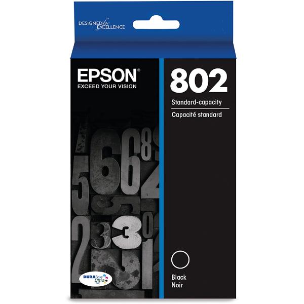 EPSON T802 DURABrite Ultra -Ink Standard Capacity Black -Cartridge (T802120-S) for select Epson WorkForce Pro Printers