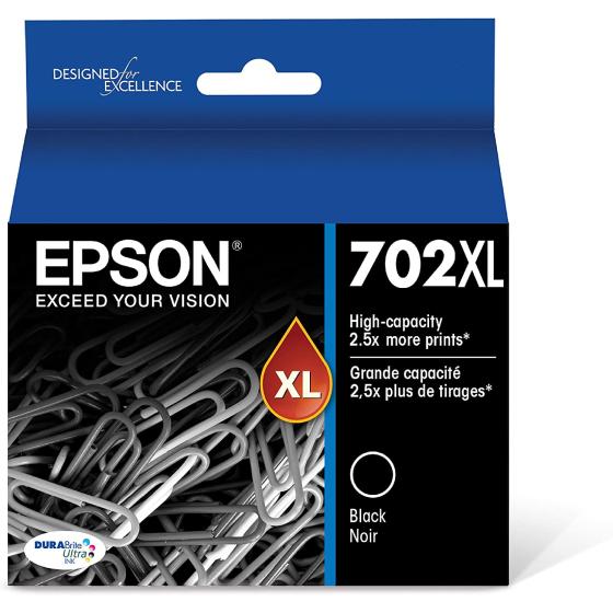 EPSON T702 DURABrite Ultra Ink High Capacity Black Cartridge (T702XL120-S) for select Epson WorkForce Pro Printers