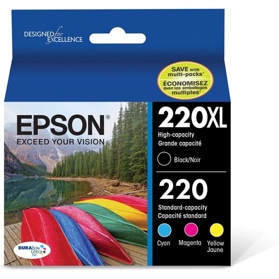 EPSON T220 DURABrite Ultra -Ink High Capacity Black & Standard Color -Cartridge Combo Pack (T220XL-BCS) for select Epson Expression and WorkForce Printers