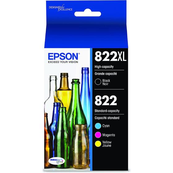 EPSON T822 DURABrite Ultra Ink High Capacity Black & Standard Color Cartridge Combo Pack (T822XL-BCS) for select Epson WorkForce Pro Printers